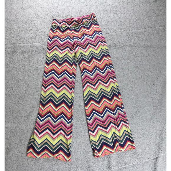 Vilagallo Womens Pants 40 Chevron Print Multicolor Zigzag Print Hippie Portugal - Picture 1 of 5